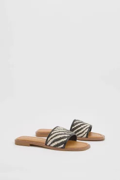 Mules À Bride Contrastée Tissée