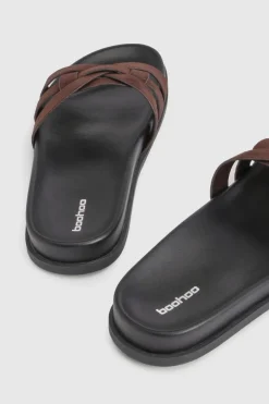 Mules À Brides Tressées Ajourées En Synthétique