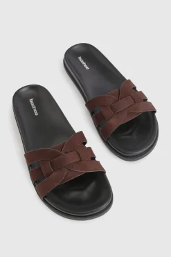Mules À Brides Tressées Ajourées En Synthétique