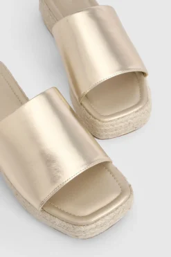 Mules Compensées Style Espadrilles