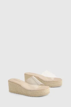 Mules compensées transparentes