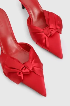 boohoo Mules de cour avant à nœud en satin, édition limitée< Chaussures Festives|Chaussures À Talons
