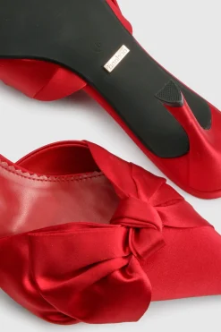 boohoo Mules de cour avant à nœud en satin, édition limitée< Chaussures Festives|Chaussures À Talons