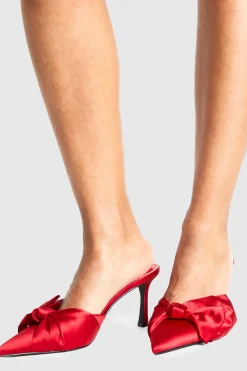 boohoo Mules de cour avant à nœud en satin, édition limitée< Chaussures Festives|Chaussures À Talons