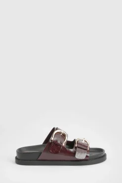 Mules À Double Bride Avec Détail Boucle Dorée En Synthétiquecuir