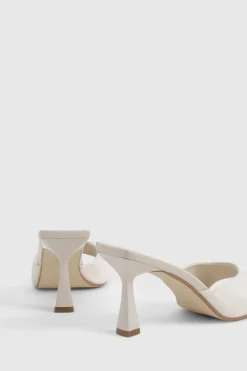 Mules en lin rembourrées à talon mi-haut façon chaussette