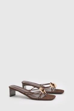 Mules À Entre-doigts En Synthétique Avec Détails De Quincaillerie Et Brides
