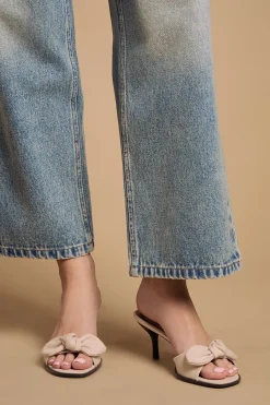 Oasis Mules Jenny à Talon Chaton en Synthétique avec Détail Nœud< Chaussures À Talons|Sandales