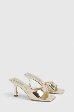 boohoo Mules métalliques à talon compensé et chaussette rembourrée< Chaussures Festives|Chaussures À Talons