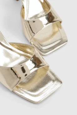 boohoo Mules métalliques à talon compensé et chaussette rembourrée< Chaussures Festives|Chaussures À Talons