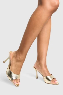 boohoo Mules métalliques à talons pointus et coupe large< Mules|Chaussures De Mariage