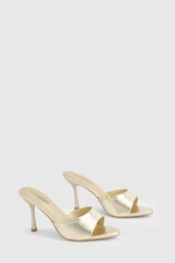 boohoo Mules métalliques à talons pointus et coupe large< Mules|Chaussures De Mariage