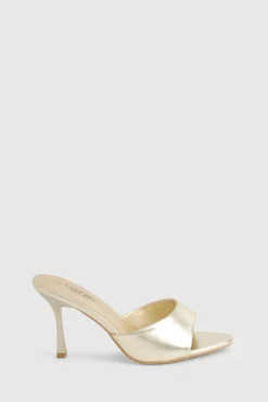 boohoo Mules métalliques à talons pointus et coupe large< Mules|Chaussures De Mariage
