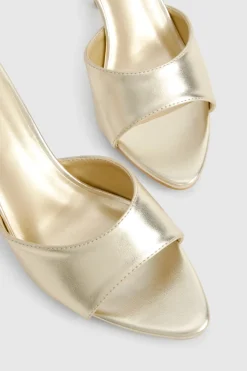 boohoo Mules métalliques à talons pointus et coupe large< Mules|Chaussures De Mariage