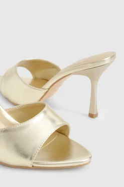 boohoo Mules métalliques à talons pointus et coupe large< Mules|Chaussures De Mariage