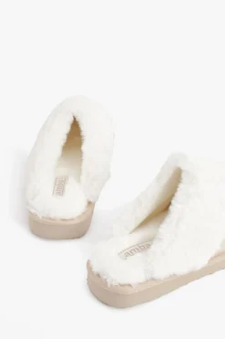 Mules pantoufles à garniture duveteuse