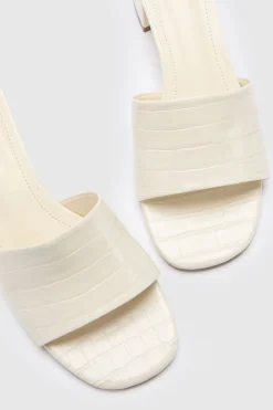 Mules À Petit Talon Bloc Et Coupe Large Effet Croco