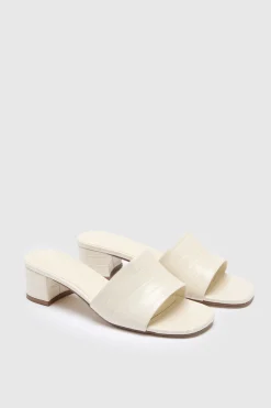 Mules À Petit Talon Bloc Et Coupe Large Effet Croco