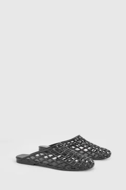 boohoo Mules Plates En Plastique Tressé À Bout Rond< Chaussures Plates|Mules