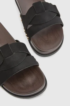 Mules À Semelle Anatomique En Synthétique Avec Détails Cloutés