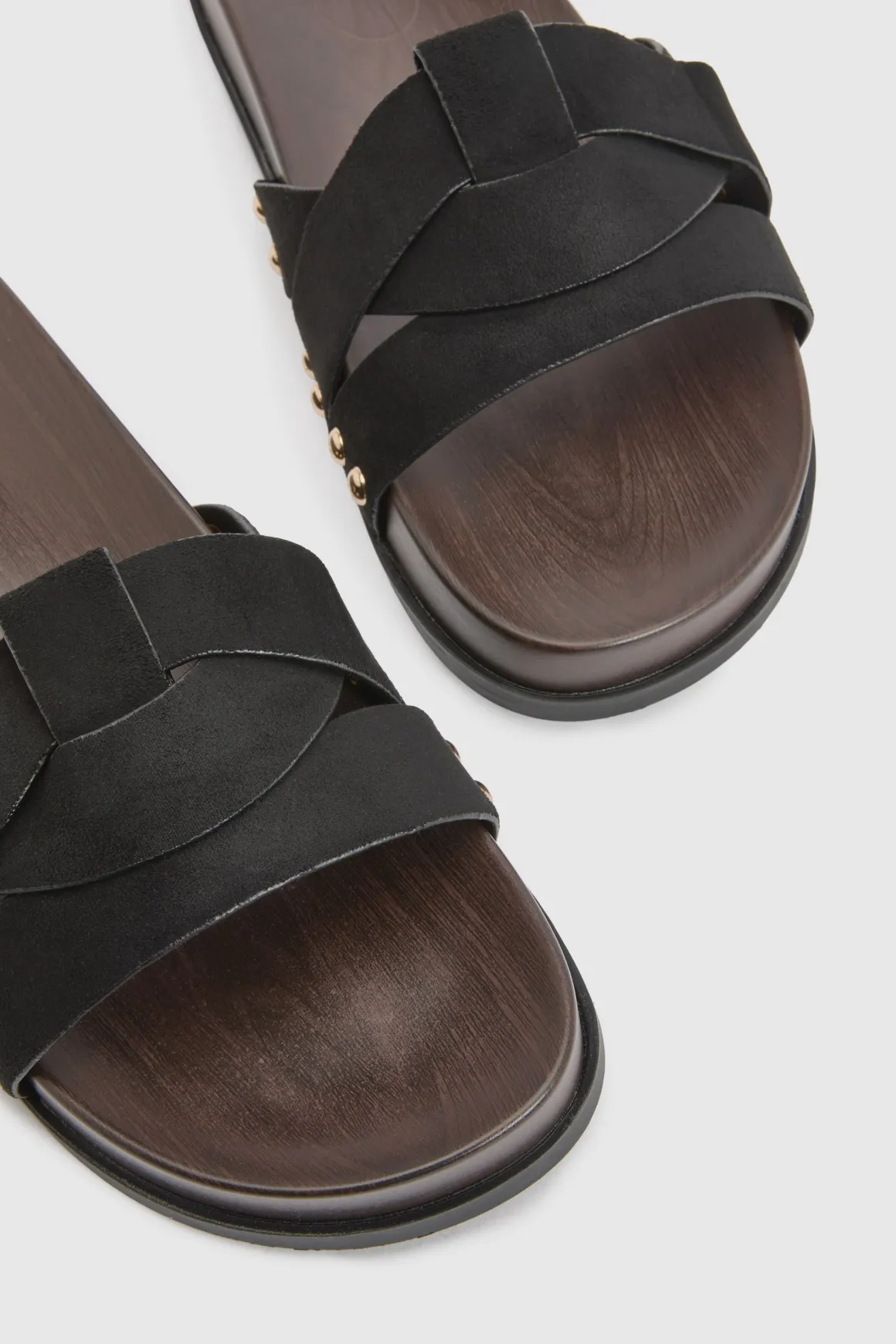 Mules À Semelle Anatomique En Synthétique Avec Détails Cloutés