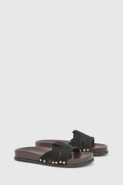 Mules À Semelle Anatomique En Synthétique Avec Détails Cloutés