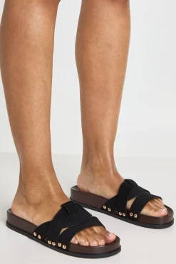 Mules À Semelle Anatomique En Synthétique Avec Détails Cloutés