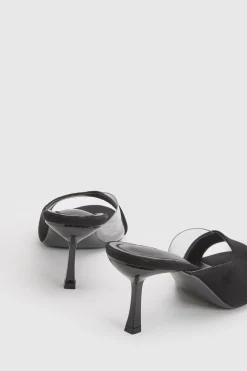 Mules À Talon Aiguille En Synthétique Avec Détail Asymétrique Transparent