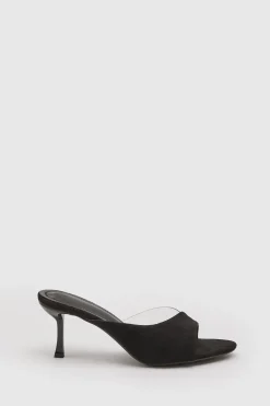 Mules À Talon Aiguille En Synthétique Avec Détail Asymétrique Transparent