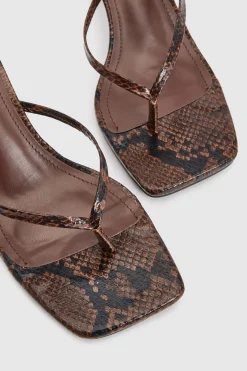 Mules À Talon Avec Bride Entre-doigts Et Bout Carré Effet Synthétique