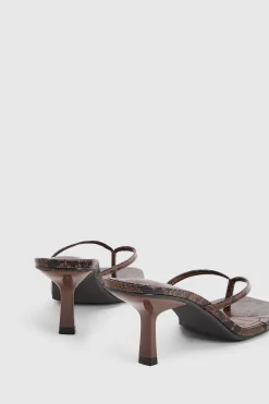 Mules À Talon Avec Bride Entre-doigts Et Bout Carré Effet Synthétique