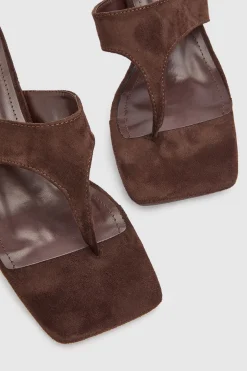 Mules À Talon Avec Bride Entre Les Orteils En Synthétique Coupe Large