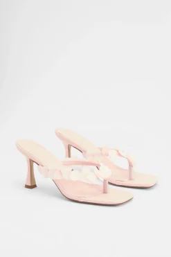 Mules À Talon Avec Bride Entre-orteils À Sequins Variés