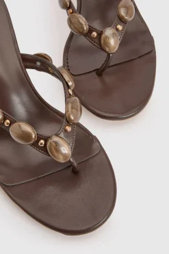 boohoo Mules À Talon Avec Détails De Perles Coupe Large< Looks Chocolat|Chaussures À Talons