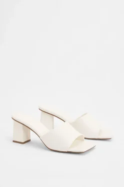 Mules À Talon Bloc Bas Coupe Large