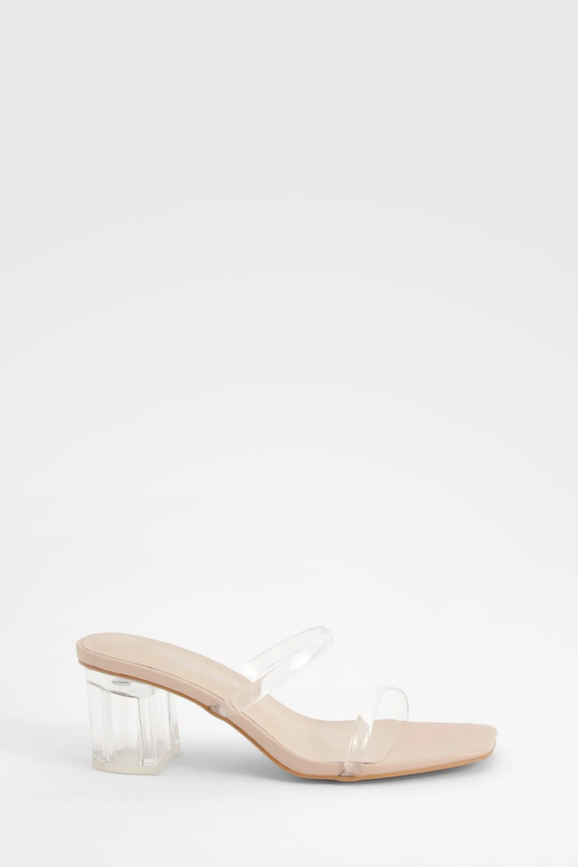 Mules à talon bloc bas transparent à coupe large
