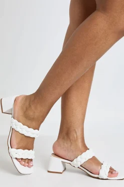 Mules À Talon Bloc Et Brides Tressées Coupe Large
