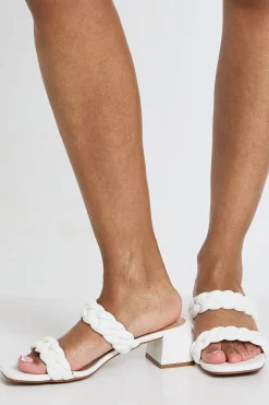 Mules À Talon Bloc Et Brides Tressées Coupe Large