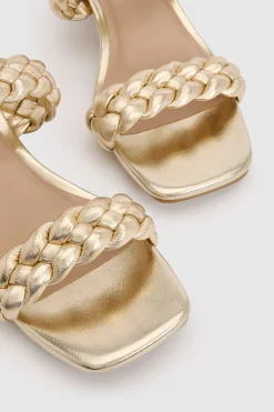 Mules À Talon Bloc Et Brides Tressées Coupe Large
