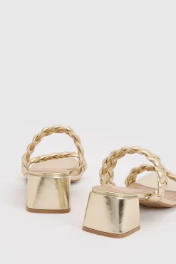 Mules À Talon Bloc Et Brides Tressées Coupe Large