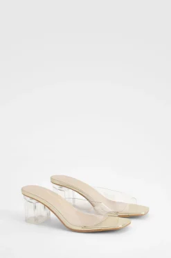 boohoo Mules à talon bloc transparent< Mules|Chaussures De Mariage