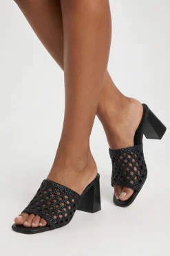 Mules À Talon Bloc Tressées