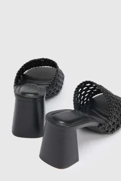 Mules À Talon Bloc Tressées