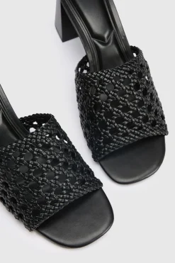 Mules À Talon Bloc Tressées
