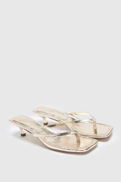 Mules À Talon Chaton Bout Carré Large Avec Bride Entre-orteils Effet Synthétique