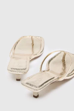 Mules À Talon Chaton Bout Carré Large Avec Bride Entre-orteils Effet Synthétique