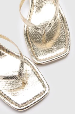 Mules À Talon Chaton Bout Carré Large Avec Bride Entre-orteils Effet Synthétique