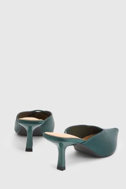 Mules À Talon En Satin Bout Fermé