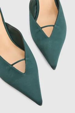 Mules À Talon En Satin Bout Fermé