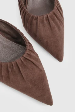 boohoo Mules À Talon Mi-haut En Synthétique Froncé Avec Bout Fermé< Looks Chocolat|Chaussures À Talons